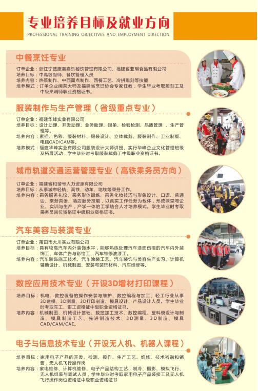 莆田职业技术学校专业介绍